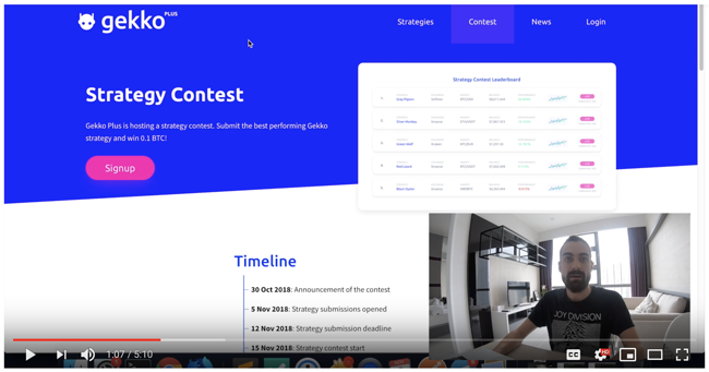 picture of youtube video about Gekko strategy contest